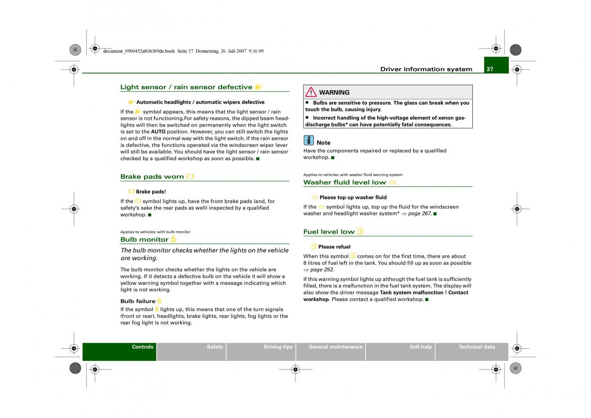 Audi A4 B8 owners manual / page 39