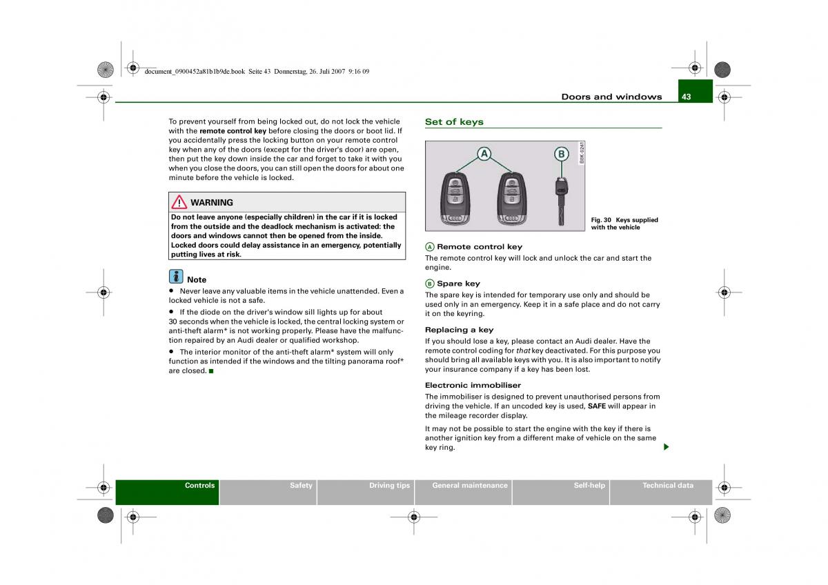 Audi A4 B8 owners manual / page 45