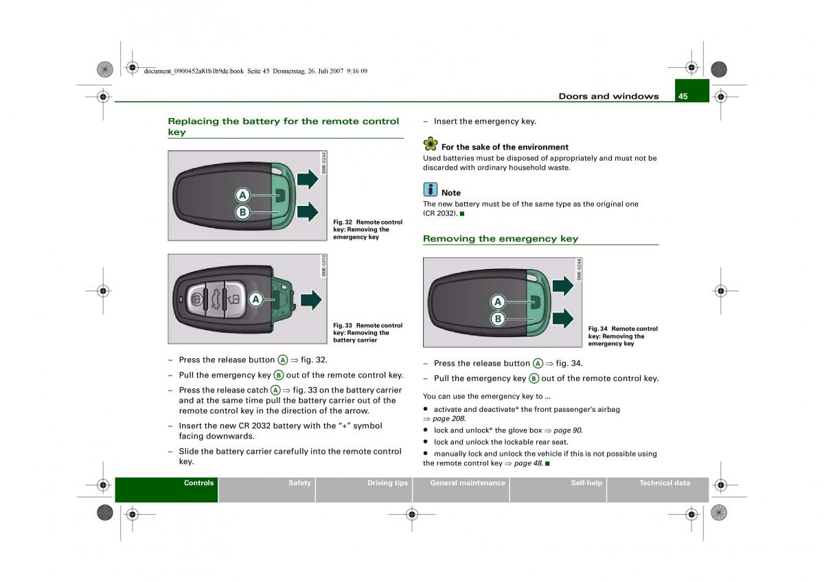 Audi A4 B8 owners manual / page 47