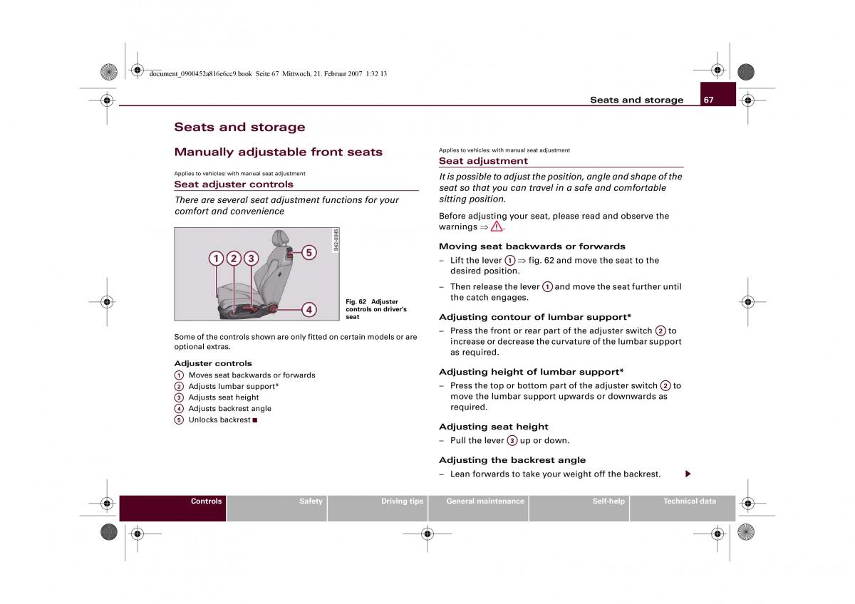 manual  Audi R8 I 1 owners manual / page 69