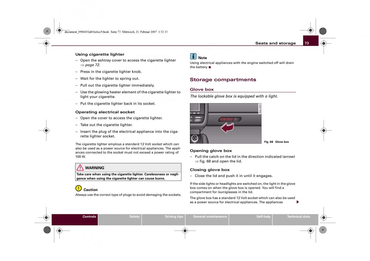 manual  Audi R8 I 1 owners manual / page 75