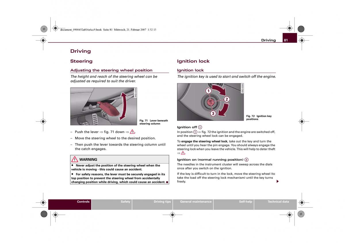 manual  Audi R8 I 1 owners manual / page 83