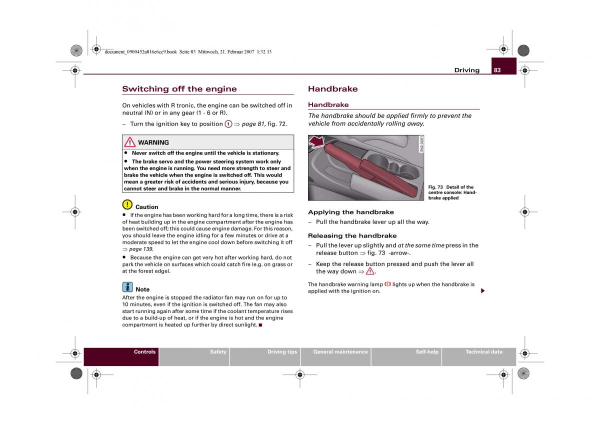 manual  Audi R8 I 1 owners manual / page 85