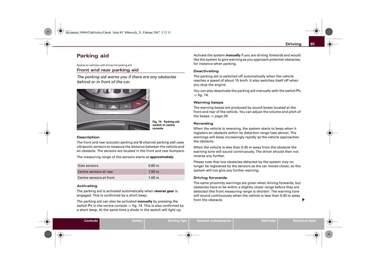 manual  Audi R8 I 1 owners manual / page 87