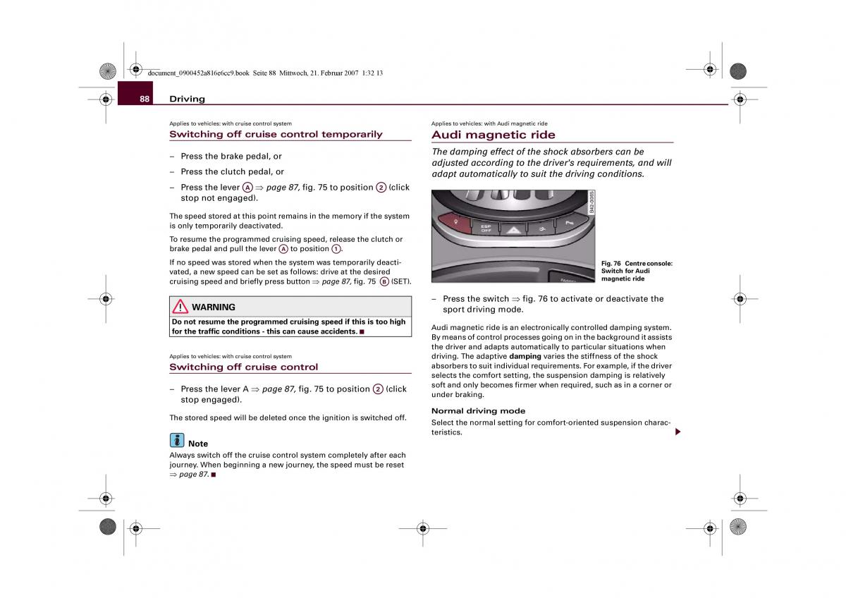 manual  Audi R8 I 1 owners manual / page 90