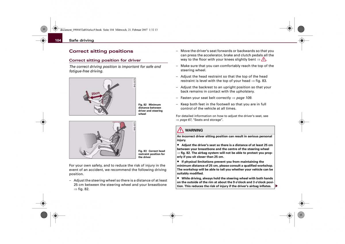 manual  Audi R8 I 1 owners manual / page 106