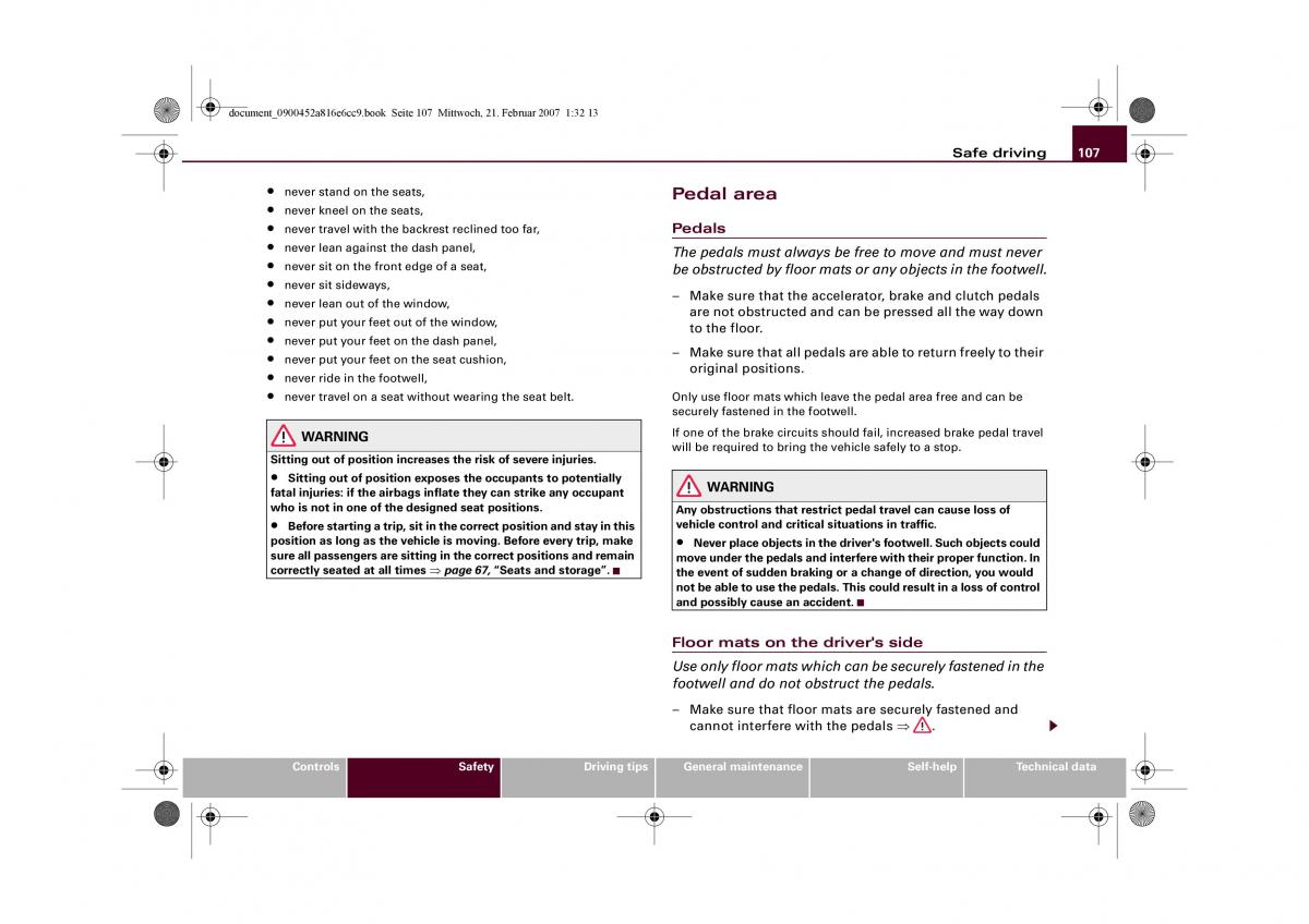 manual  Audi R8 I 1 owners manual / page 109