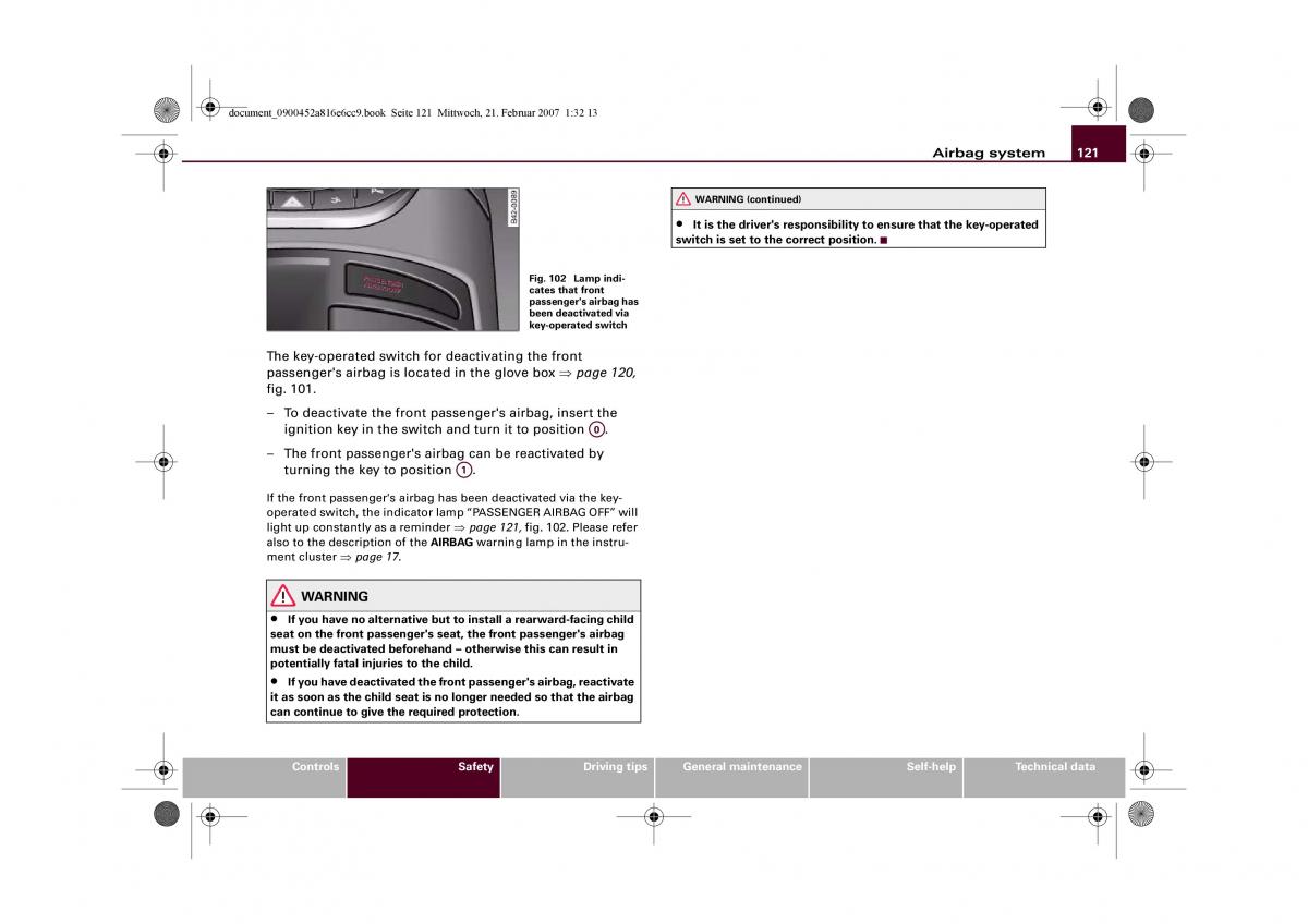 manual  Audi R8 I 1 owners manual / page 123