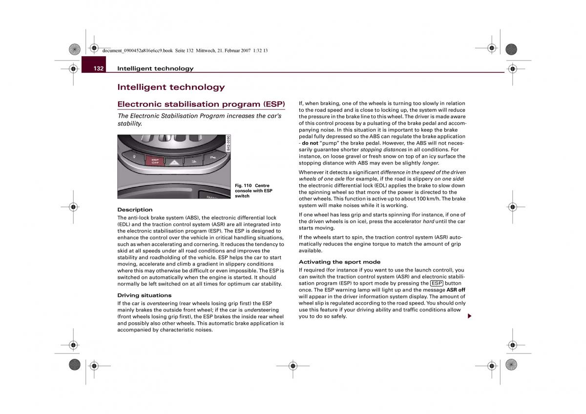 manual  Audi R8 I 1 owners manual / page 134