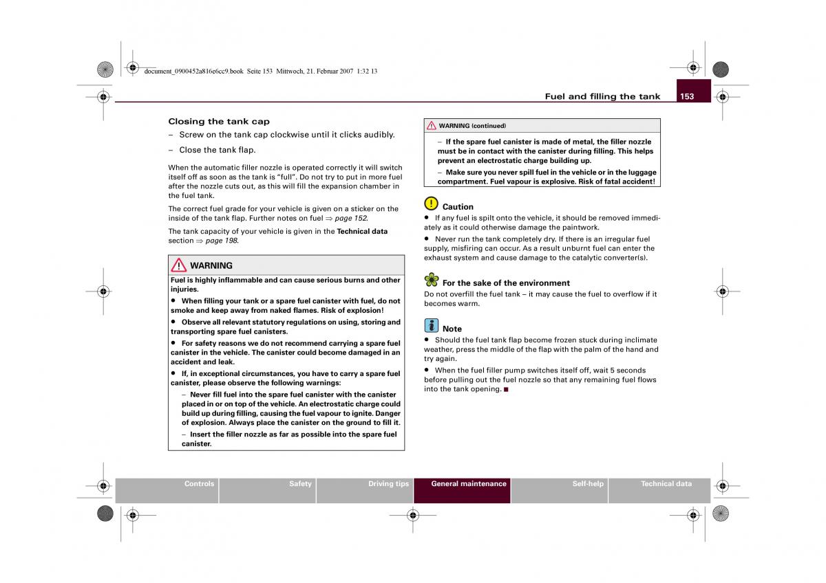 manual  Audi R8 I 1 owners manual / page 155