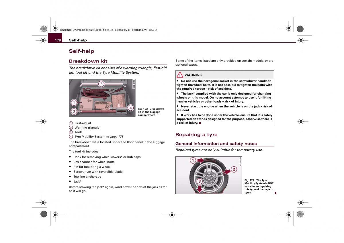 manual  Audi R8 I 1 owners manual / page 180