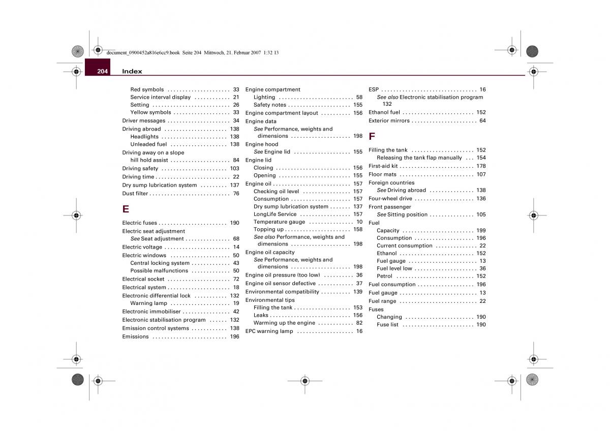 Audi R8 I 1 owners manual / page 206