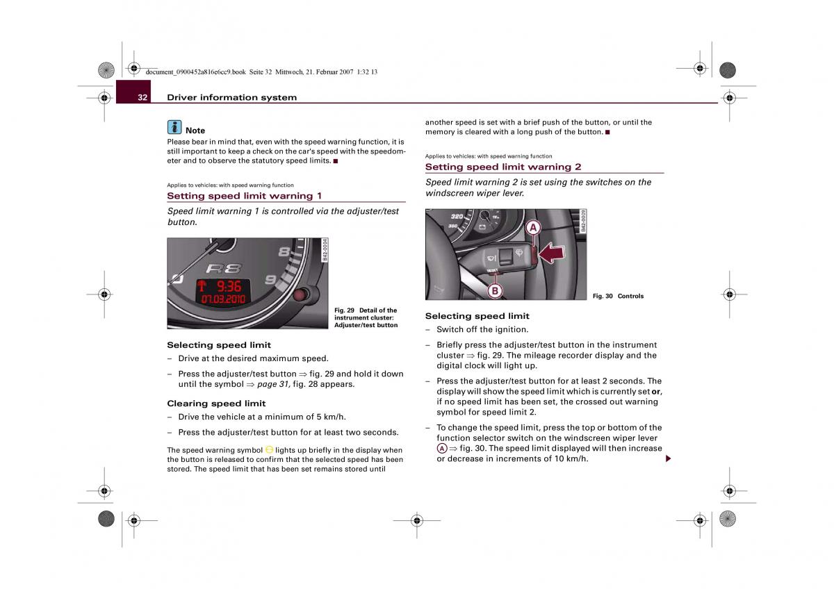 Audi R8 I 1 owners manual / page 34