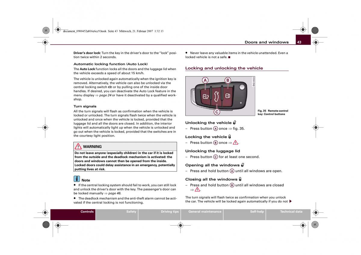 manual  Audi R8 I 1 owners manual / page 45