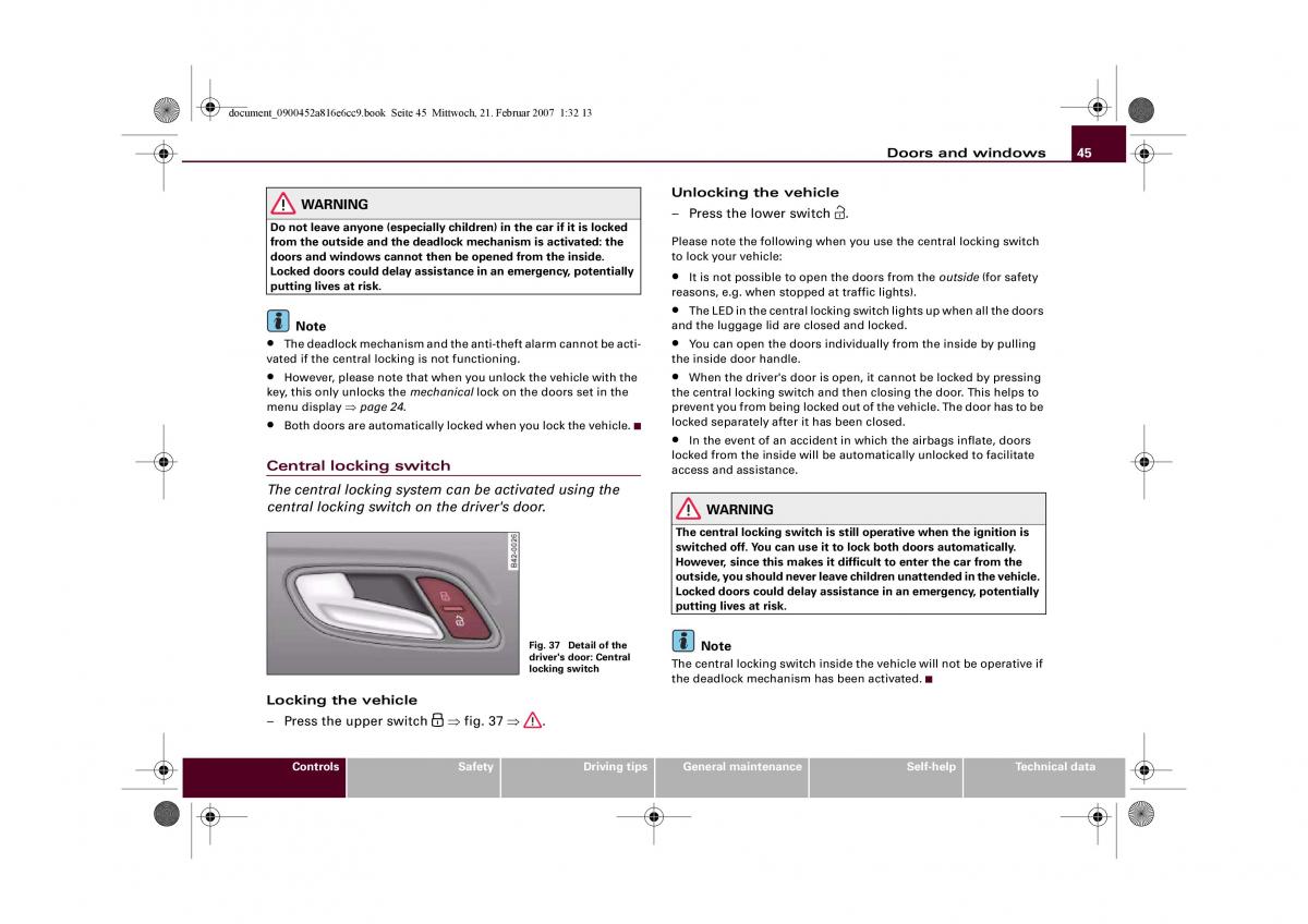 manual  Audi R8 I 1 owners manual / page 47