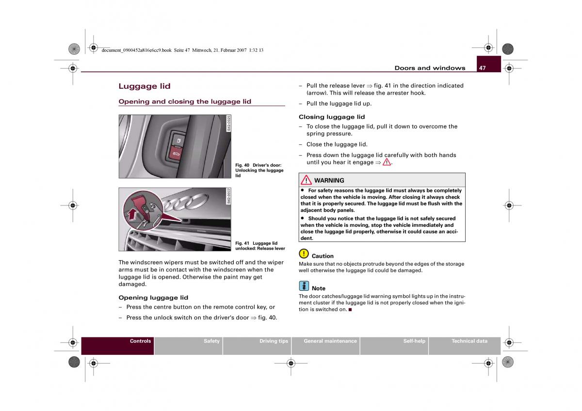 manual  Audi R8 I 1 owners manual / page 49