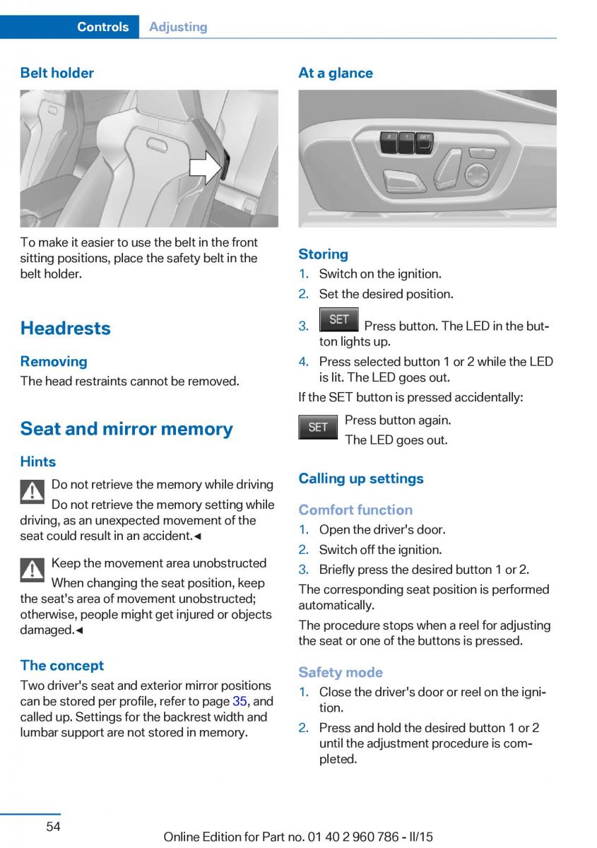 BMW M4 F82 F84 Coupe M Power owners manual / page 58