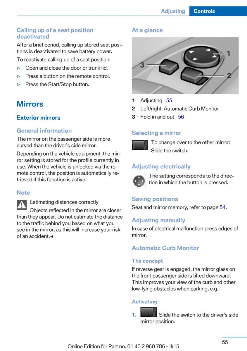 BMW M4 F82 F84 Coupe M Power owners manual / page 59