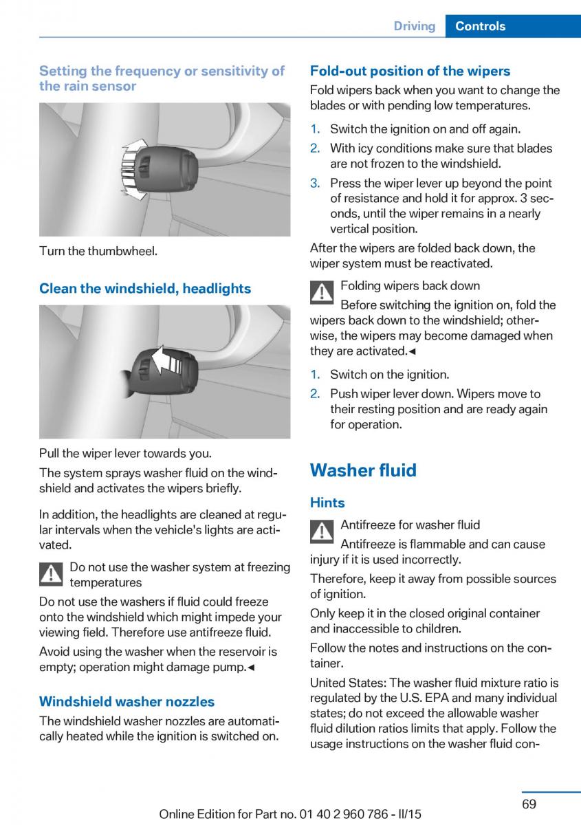 BMW M4 F82 F84 Coupe M Power owners manual / page 73