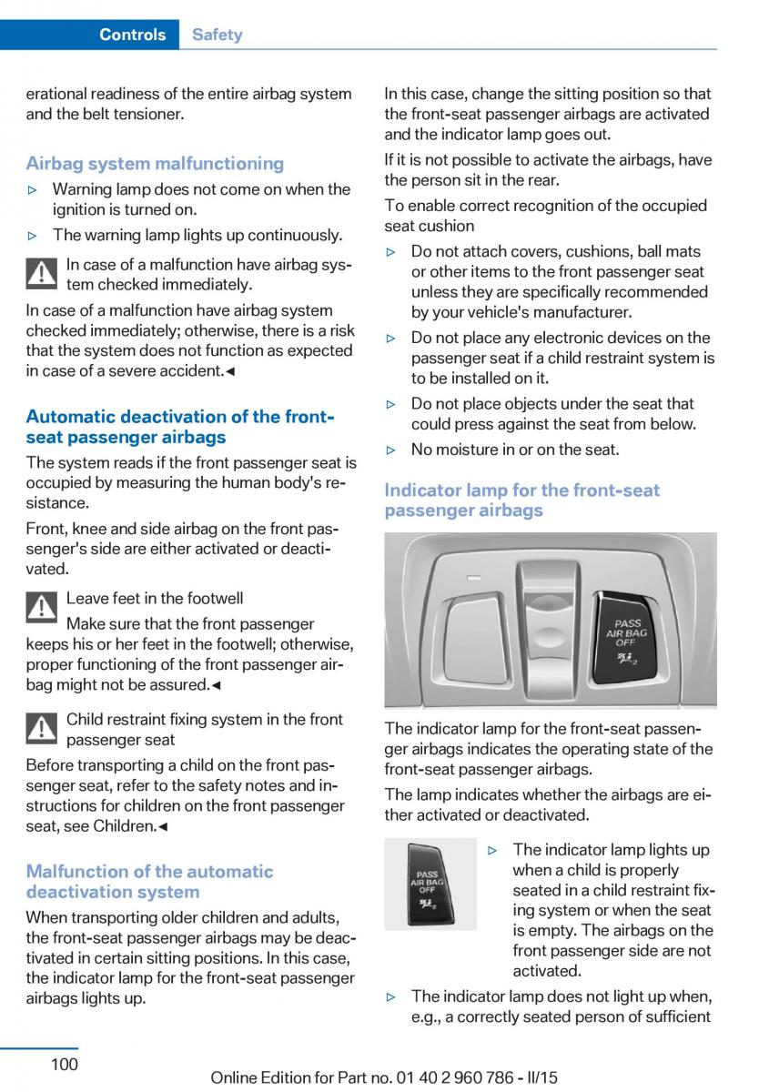 BMW M4 F82 F84 Coupe M Power owners manual / page 104