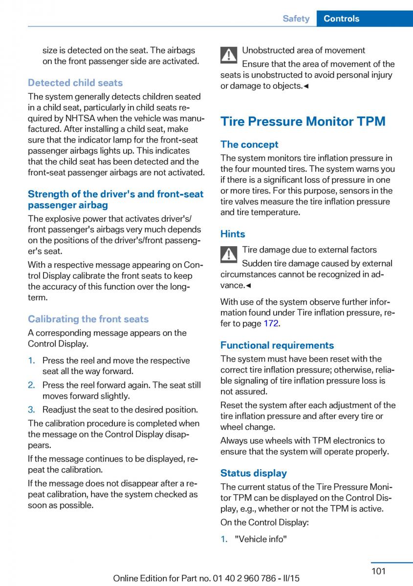 BMW M4 F82 F84 Coupe M Power owners manual / page 105