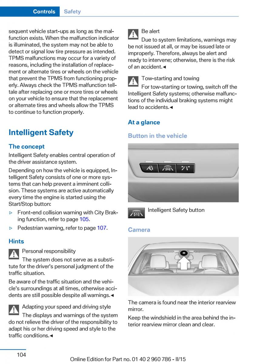 BMW M4 F82 F84 Coupe M Power owners manual / page 108