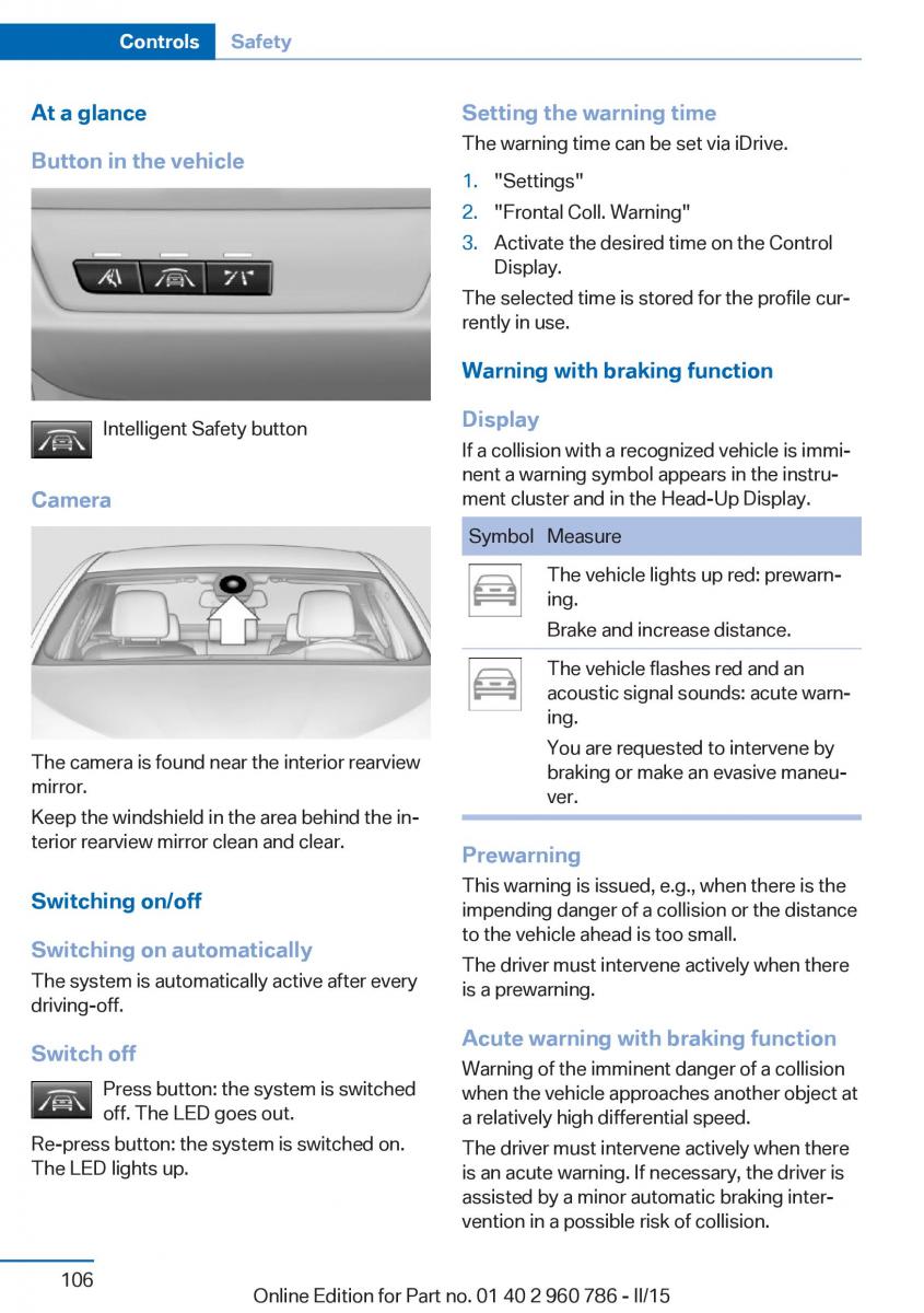 BMW M4 F82 F84 Coupe M Power owners manual / page 110