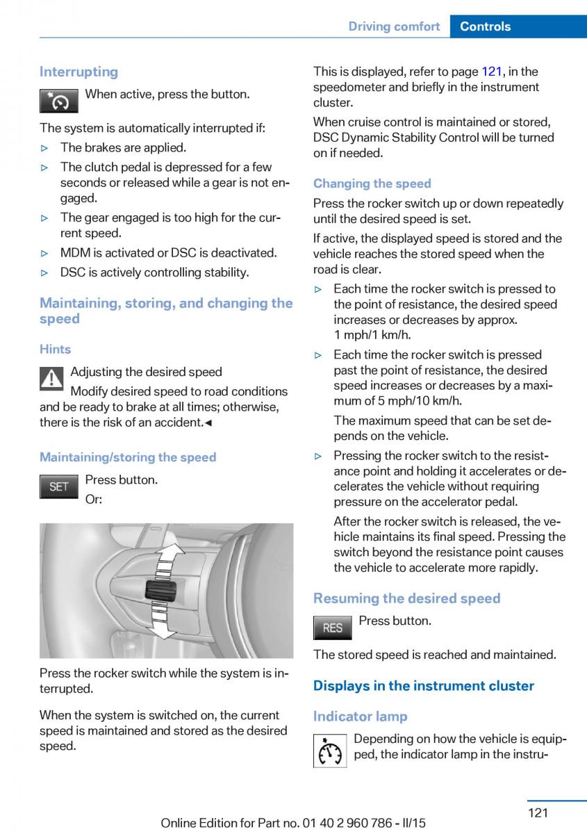 BMW M4 F82 F84 Coupe M Power owners manual / page 125