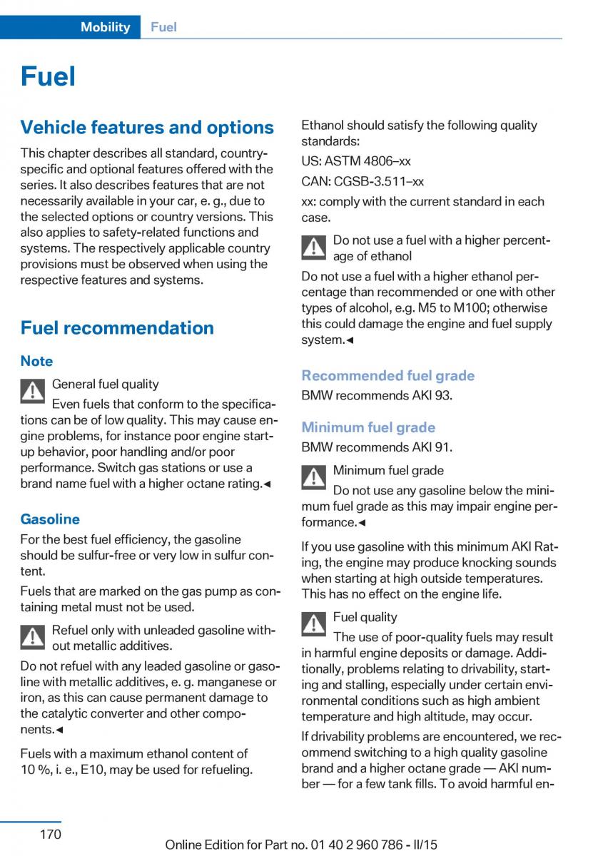 BMW M4 F82 F84 Coupe M Power owners manual / page 174