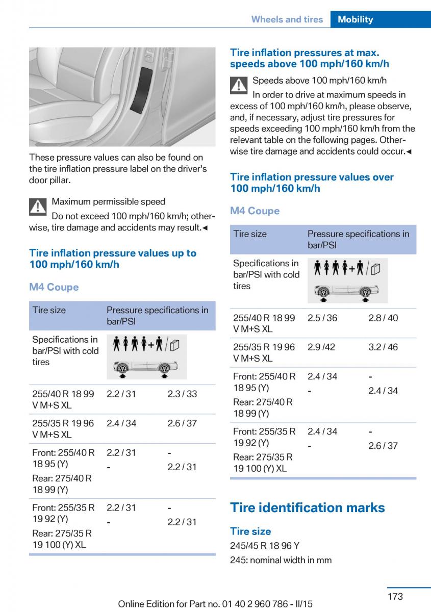 BMW M4 F82 F84 Coupe M Power owners manual / page 177