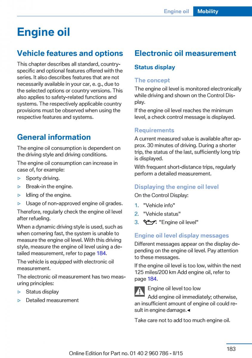 BMW M4 F82 F84 Coupe M Power owners manual / page 187