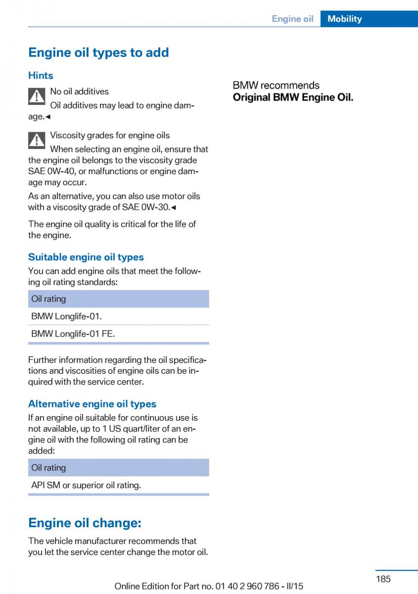 BMW M4 F82 F84 Coupe M Power owners manual / page 189