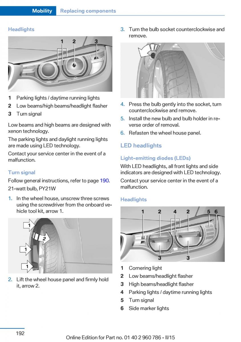 BMW M4 F82 F84 Coupe M Power owners manual / page 196