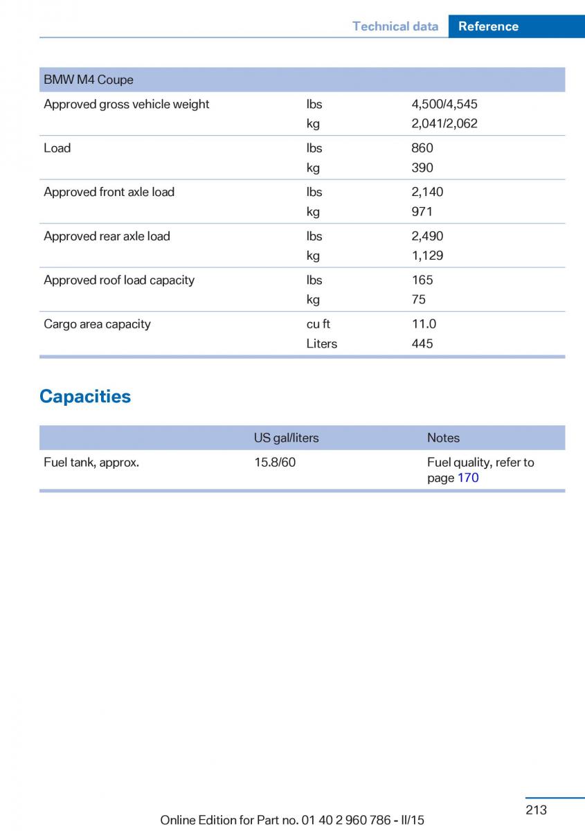 BMW M4 F82 F84 Coupe M Power owners manual / page 217