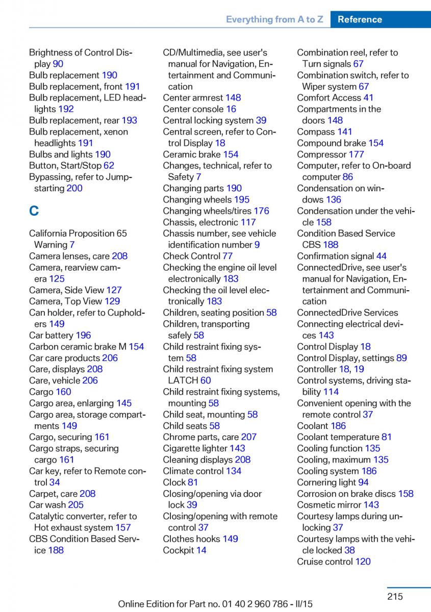 BMW M4 F82 F84 Coupe M Power owners manual / page 219