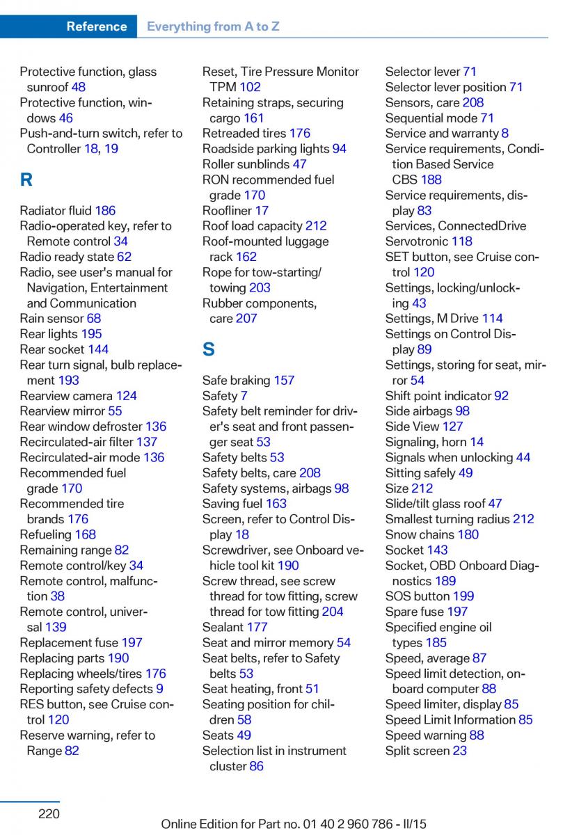 BMW M4 F82 F84 Coupe M Power owners manual / page 224