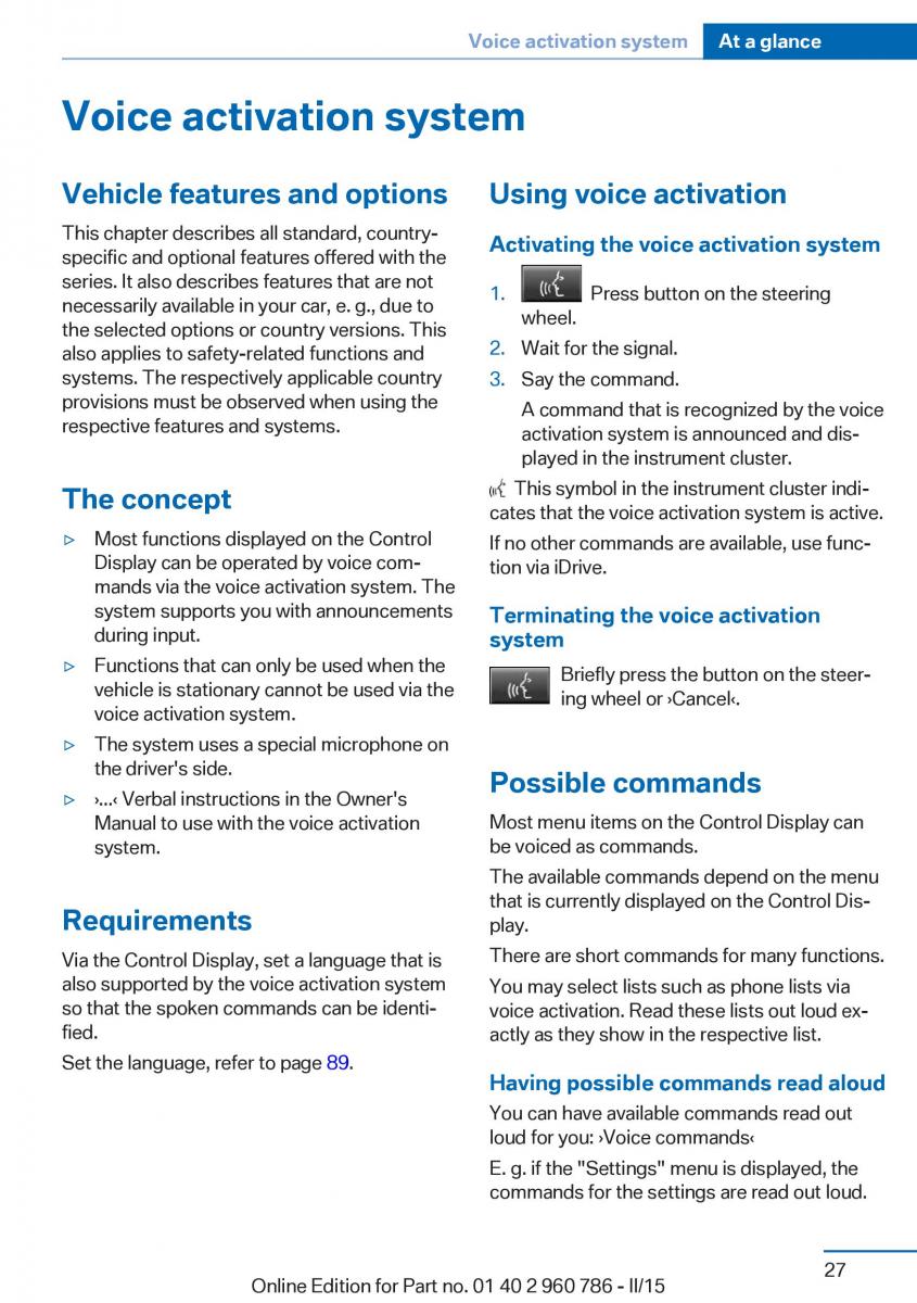 BMW M4 F82 F84 Coupe M Power owners manual / page 31