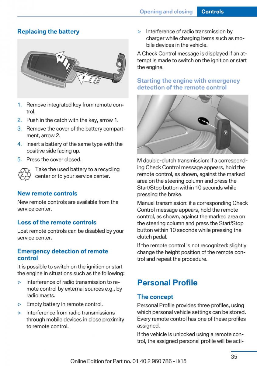 BMW M4 F82 F84 Coupe M Power owners manual / page 39