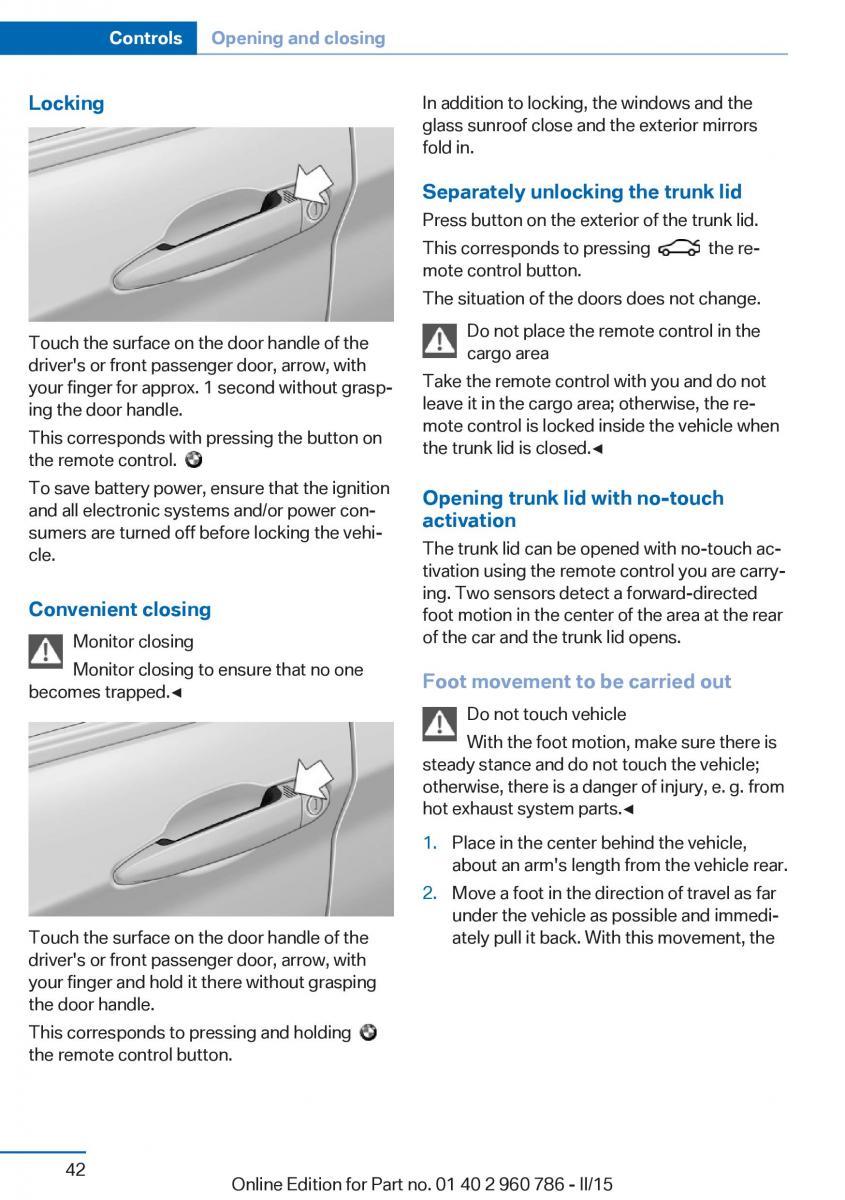 BMW M4 F82 F84 Coupe M Power owners manual / page 46