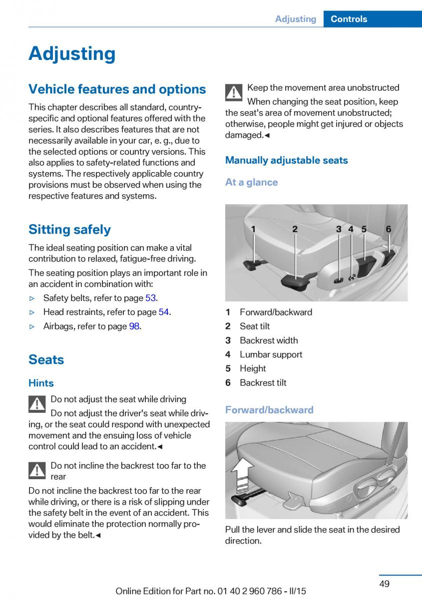 BMW M4 F82 F84 Coupe M Power owners manual / page 53