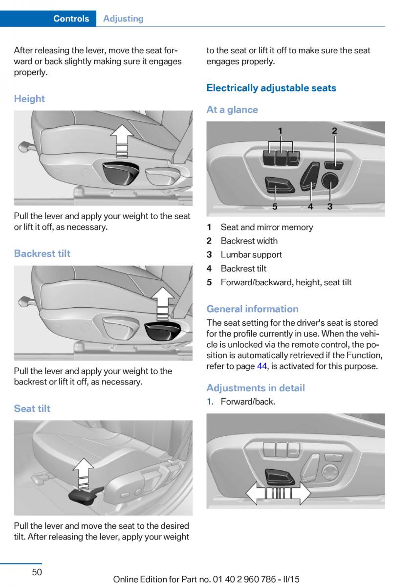 BMW M4 F82 F84 Coupe M Power owners manual / page 54