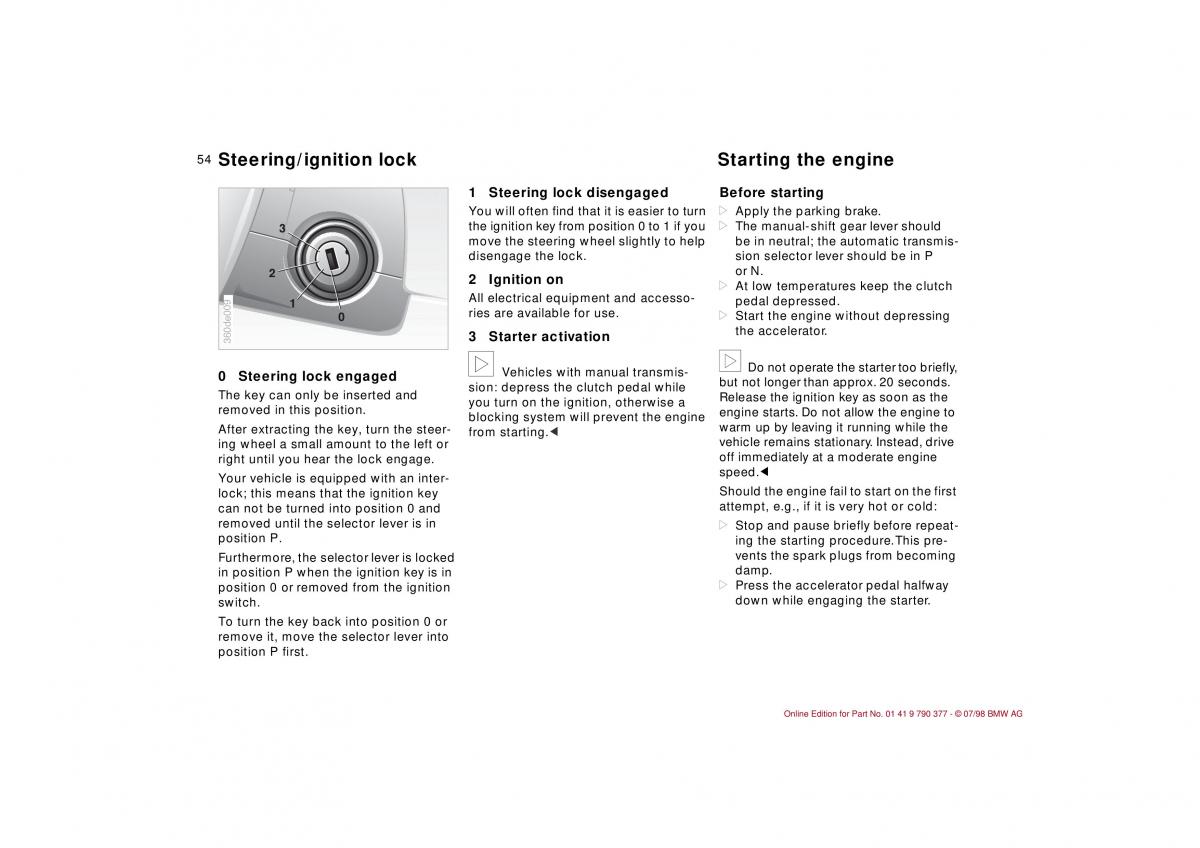 BMW 3 E36 owners manual / page 55