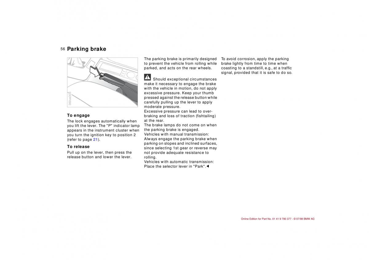 BMW 3 E36 owners manual / page 57