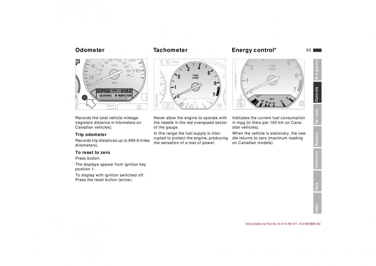 BMW 3 E36 owners manual / page 64