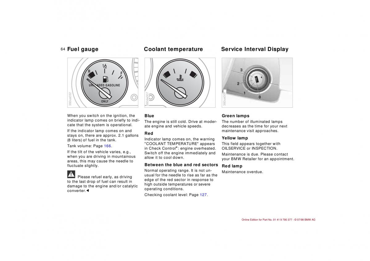 BMW 3 E36 owners manual / page 65