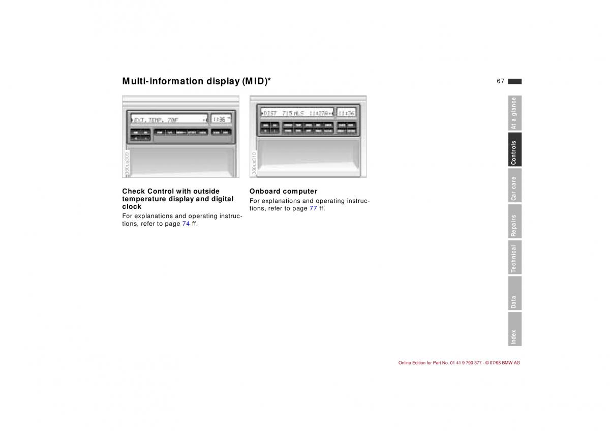 BMW 3 E36 owners manual / page 68