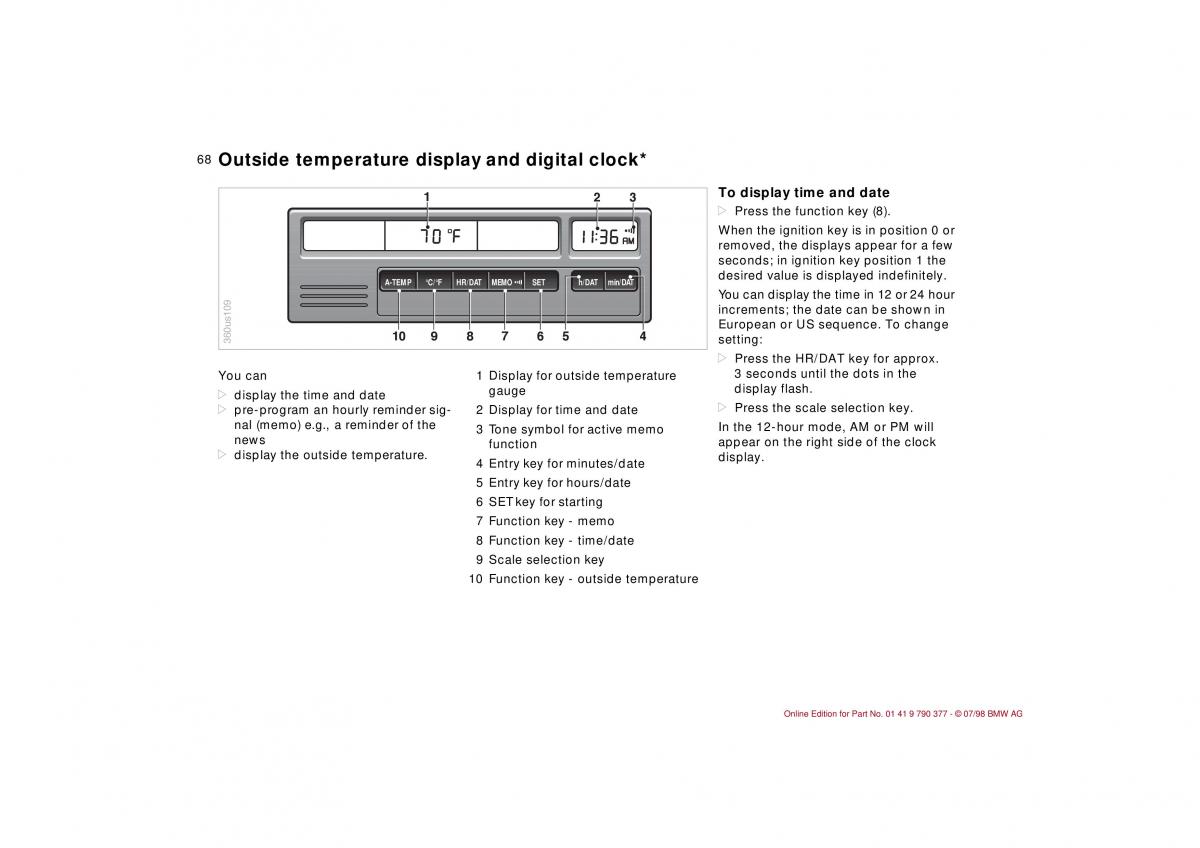 BMW 3 E36 owners manual / page 69