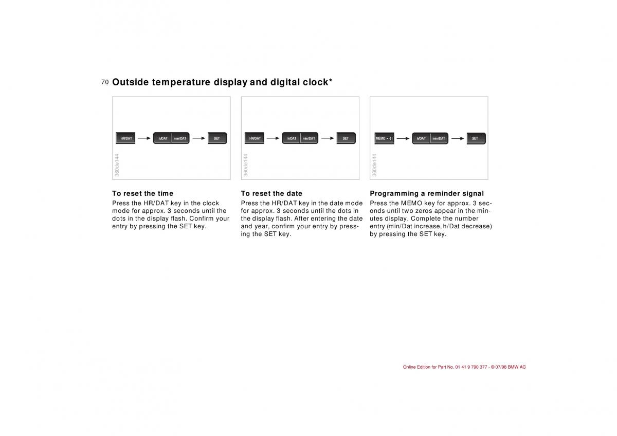 BMW 3 E36 owners manual / page 71