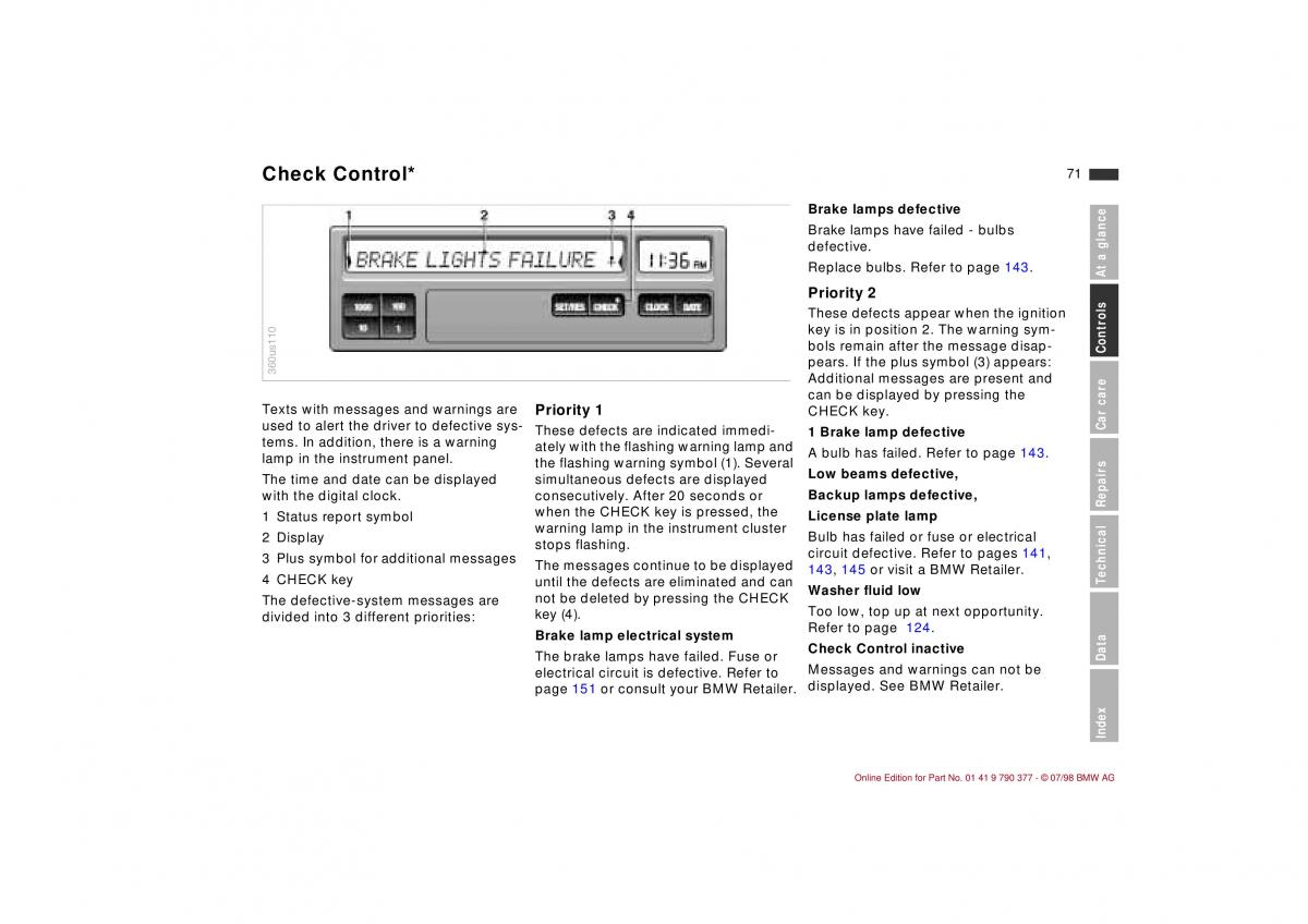 BMW 3 E36 owners manual / page 72