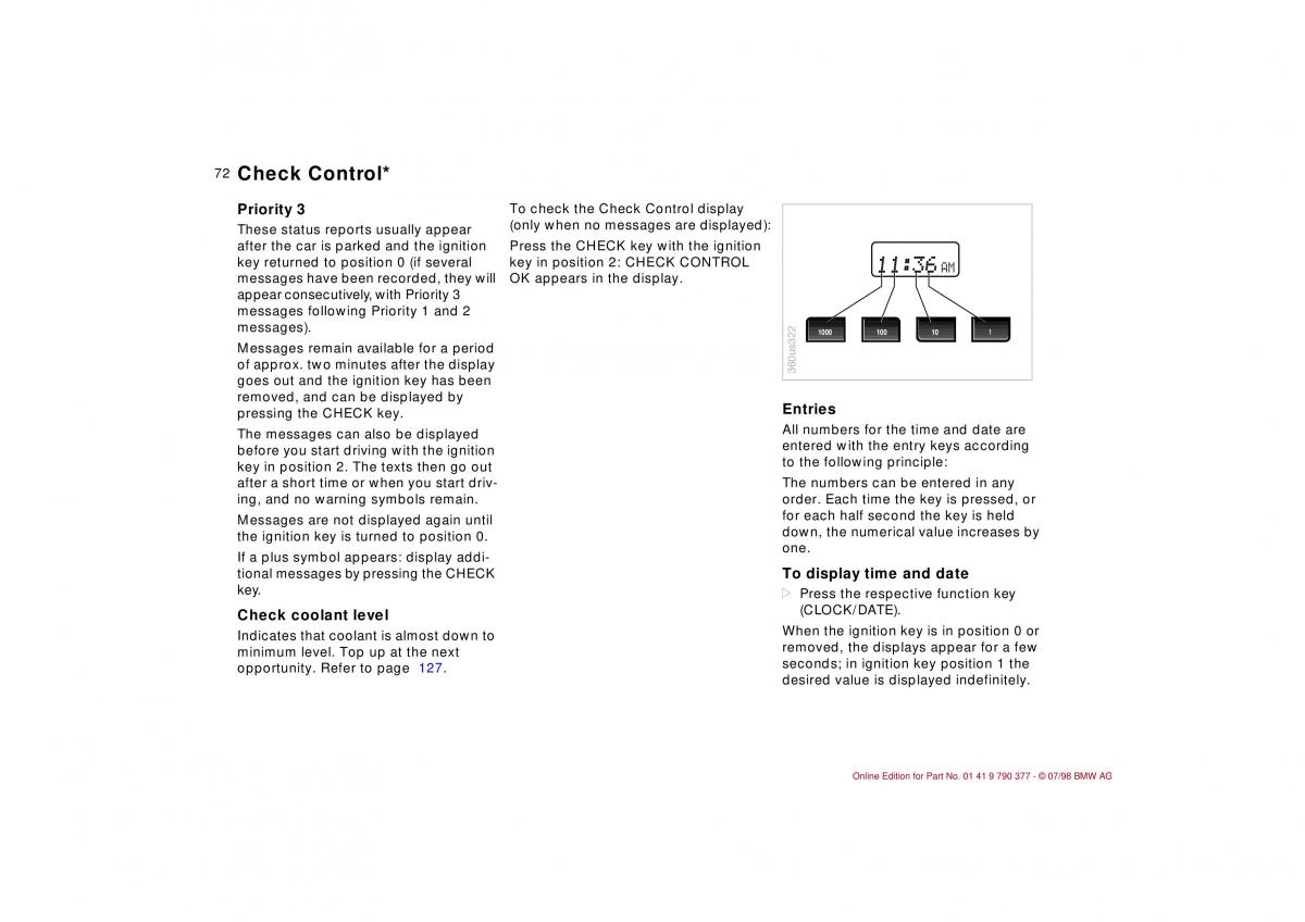 BMW 3 E36 owners manual / page 73